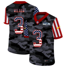 Load image into Gallery viewer, Men's Seattle Seahawks Russell Wilson Black Camo USA Flag Limited Jersey