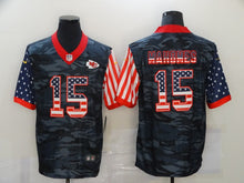 Load image into Gallery viewer, Men's Kansas City Chiefs Patrick Mahomes Black Camo USA Flag Limited Jersey