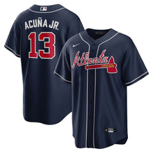 Load image into Gallery viewer, MLB Men's Atlanta Braves Ronald Acuna Jr. Nike Gray Road Replica Player Name Jersey