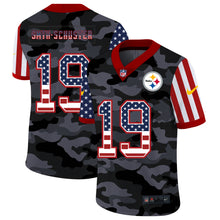 Load image into Gallery viewer, Men's Pittsburgh Steelers JuJu Smith Schuster Black Camo USA Flag Limited Jersey