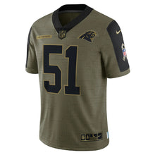 Load image into Gallery viewer, Men's Carolina Panthers Sam Mills Nike Olive 2021 Salute To Service Retired Player Limited Jersey