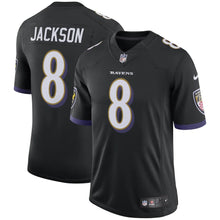 Load image into Gallery viewer, Men's Baltimore Ravens Lamar Jackson Nike Black Speed Machine Limited Jersey
