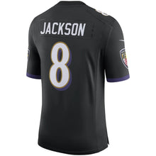 Load image into Gallery viewer, Men's Baltimore Ravens Lamar Jackson Nike Black Speed Machine Limited Jersey