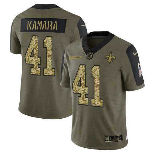 Men's New Orleans Saints Alvin Kamara Camo 2021 Salute To Service Limited Player Jersey
