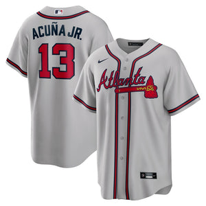 MLB Men's Atlanta Braves Ronald Acuna Jr. Nike Gray Road Replica Player Name Jersey