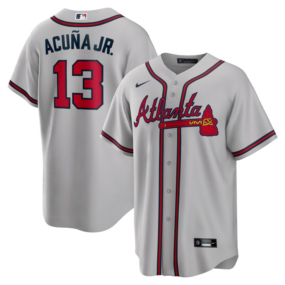 MLB Men's Atlanta Braves Ronald Acuna Jr. Nike Gray Road Replica Player Name Jersey