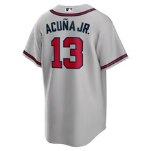 Load image into Gallery viewer, MLB Men&#39;s Atlanta Braves Ronald Acuna Jr. Nike Gray Road Replica Player Name Jersey