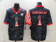 Load image into Gallery viewer, Men&#39;s Miami Dolphins Tua Tagovailoa Black Camo USA Flag Limited Jersey