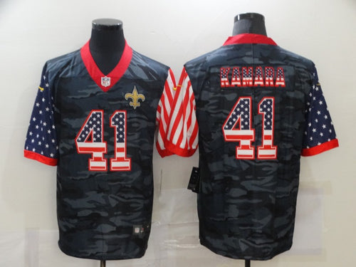 Men's New Orleans Saints Alvin Kamara Black Camo USA Flag Limited Jersey