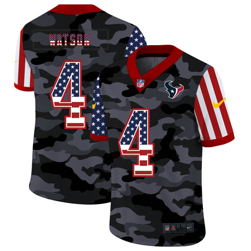 Men's Houston Texans Deshaun Watson Black Camo USA Flag Limited Jersey