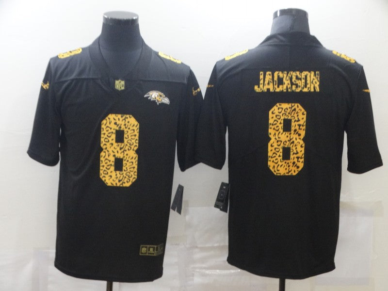 Men's Baltimore Ravens Lamar Jackson Nike Black Leopard Print Vapor Limited Jersey