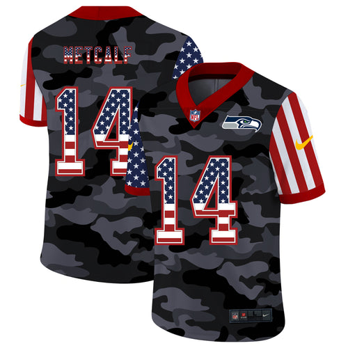 Men's Seattle Seahawks DK Metcalf Camo USA Flag Limited Jersey