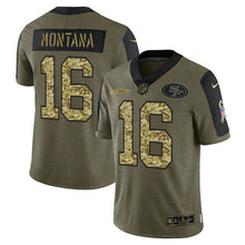 Load image into Gallery viewer, Men&#39;s San Francisco 49ers Joe Montana Nike Camo 2021 Salute To Service Limited Player Jersey