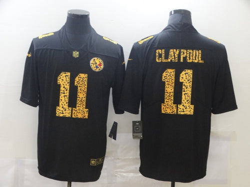 Men's Pittsburgh Steelers Chase Claypool Nike Black Leopard Print Vapor Limited Jersey