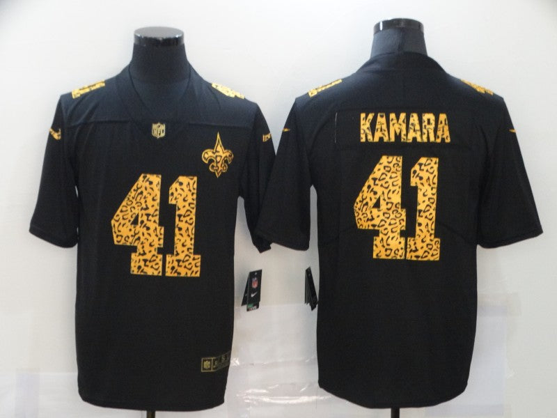 Men's New Orleans Saints Alvin Kamara Nike Black Leopard Print Vapor Limited Jersey