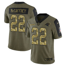 Load image into Gallery viewer, Men&#39;s Carolina Panthers Christian McCaffrey Camo 2021 Salute To Service Limited Player Jersey