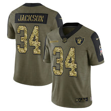 Load image into Gallery viewer, Men&#39;s Las Vegas Raiders Bo Jackson Camo 2021 Salute To Service Limited Player Jersey