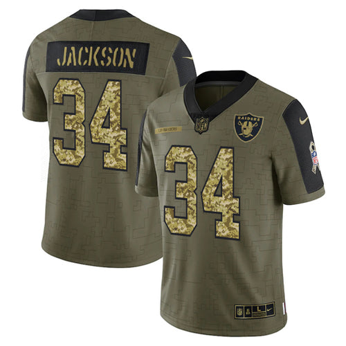 Men's Las Vegas Raiders Bo Jackson Camo 2021 Salute To Service Limited Player Jersey