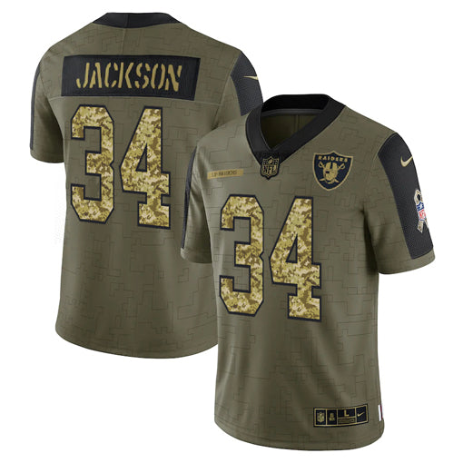 Men's Las Vegas Raiders Bo Jackson Camo 2021 Salute To Service Limited Player Jersey
