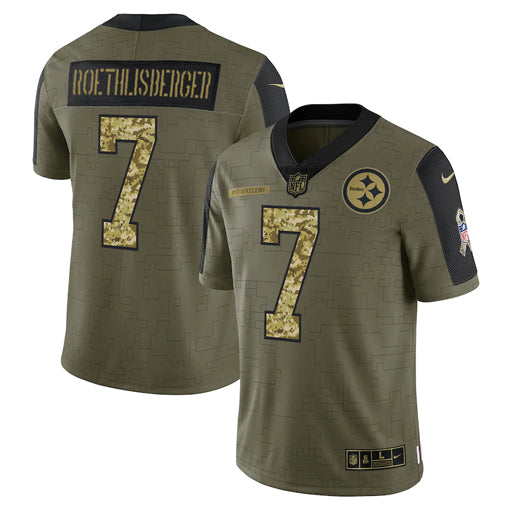 Men's Pittsburgh Steelers Ben Roethlisberger Camo 2021 Salute To Service Limited Player Jersey