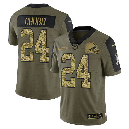 Men's Cleveland Browns Nick Chubb Camo 2021 Salute To Service Limited Player Jersey