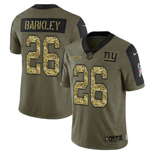 Load image into Gallery viewer, Men&#39;s New York Giants Saquon Barkley Camo 2021 Salute To Service Limited Player Jersey