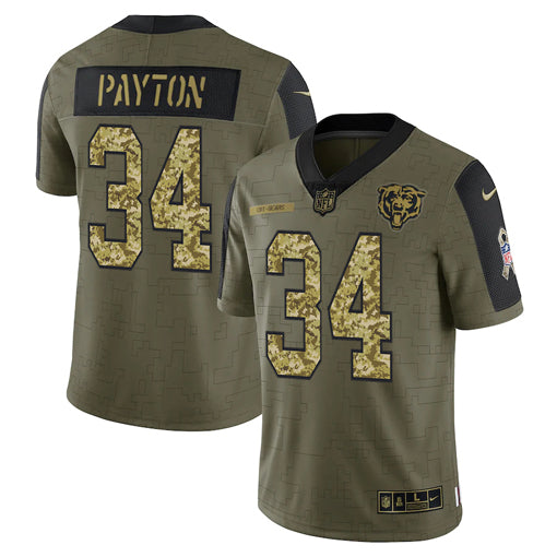 Men's Chicago Bears Walter Payton Camo 2021 Salute To Service Limited Player Jersey