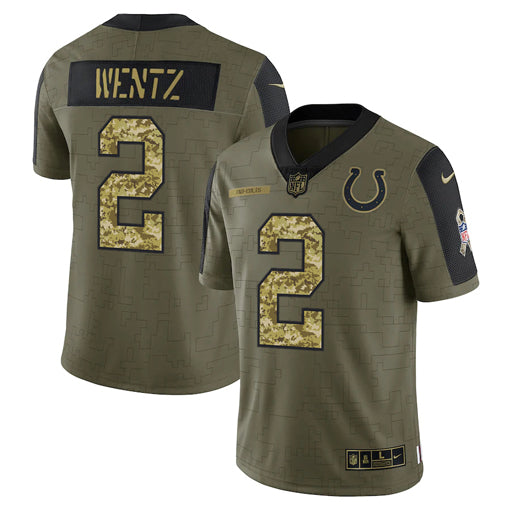 Men's Indianapolis Colts Carson Wentz Camo 2021 Salute To Service Limited Player Jersey