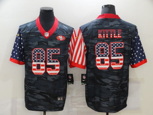 Men's San Francisco 49ers George Kittle Black Camo USA Flag Limited Jersey