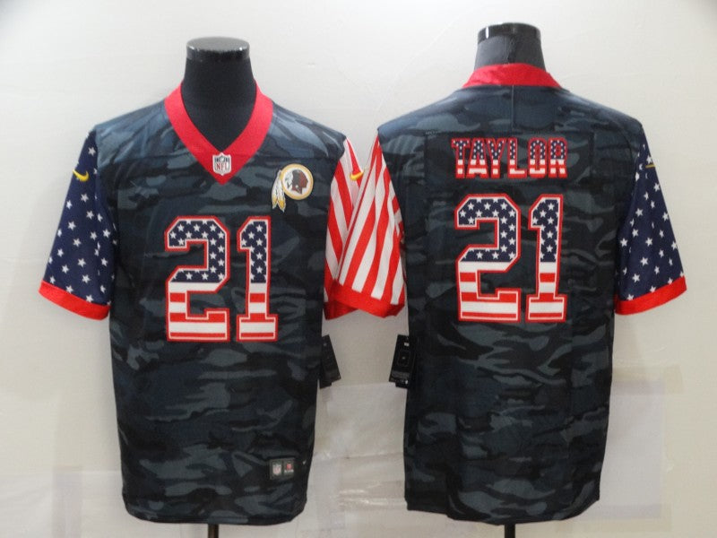 Men's Washington Redskins 21 Sean Taylor Black Camo USA Flag Limited Jersey