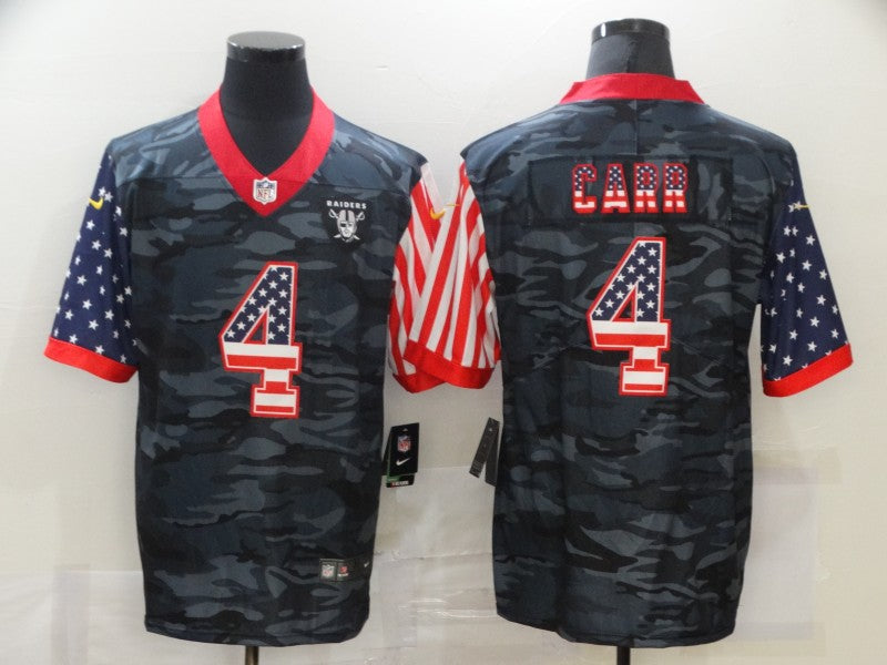 Men's Las Vegas Raiders Derek Carr Black Camo USA Flag Limited Jersey