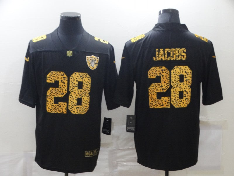 Men's Las Vegas Raiders Josh Jacobs Nike Black Leopard Print Vapor Limited Jersey