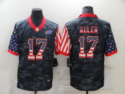 Men's Buffalo Bills Josh Allen Black Camo USA Flag Limited Jersey
