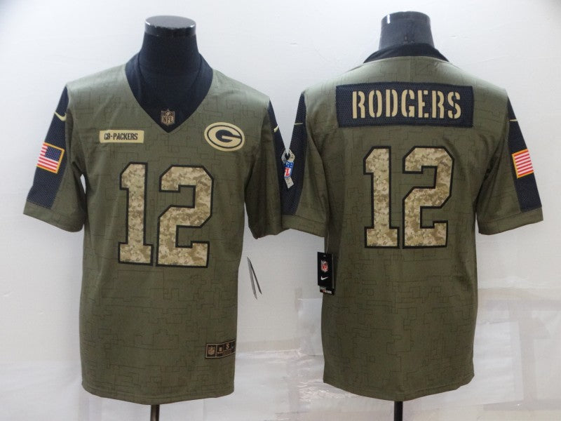 Men's Green Bay Packers Aaron Rodgers Nike Camo 2021 Salute To Service Limited Player Jersey