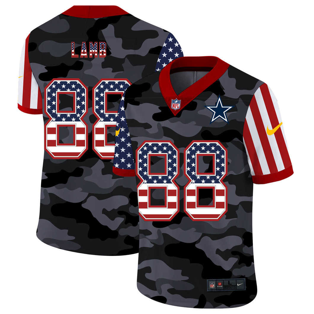 Men's Dallas Cowboys CeeDee Lamb Camo USA Flag Limited Jersey