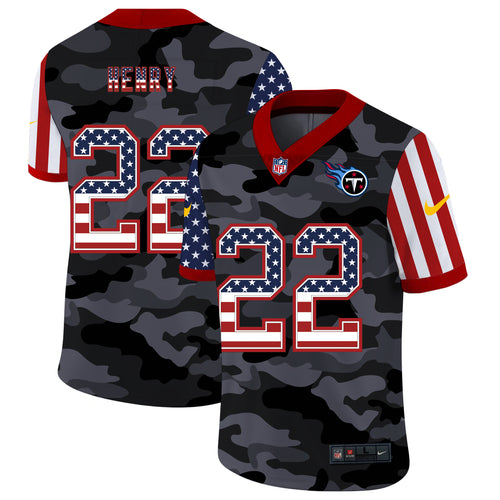 Men's Tennessee Titans Derrick Henry Black Camo USA Flag Limited Jersey