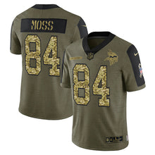 Load image into Gallery viewer, Men&#39;s Minnesota Vikings Randy Moss Camo 2021 Salute To Service Limited Player Jersey