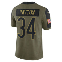 Load image into Gallery viewer, Men&#39;s Chicago Bears Walter Payton Nike Olive 2021 Salute To Service Retired Player Limited Jersey