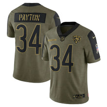 Load image into Gallery viewer, Men&#39;s Chicago Bears Walter Payton Nike Olive 2021 Salute To Service Retired Player Limited Jersey