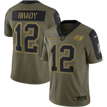 Load image into Gallery viewer, Men&#39;s Tampa Bay Buccaneers Tom Brady Nike Olive 2021 Salute To Service Limited Player Jersey