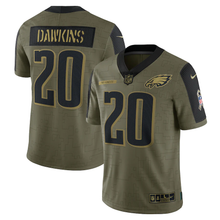 Load image into Gallery viewer, Men&#39;s Philadelphia Eagles Brian Dawkins Nike Olive 2021 Salute To Service Retired Player Limited Jersey