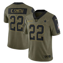 Load image into Gallery viewer, Men&#39;s Dallas Cowboys Emmitt Smith Nike Olive 2021 Salute To Service Retired Player Limited Jersey