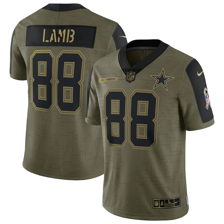 Men's Dallas Cowboys CeeDee Lamb Nike Olive 2021 Salute To Service Limited Player Jersey