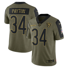 Load image into Gallery viewer, Men&#39;s Chicago Bears Walter Payton Nike Olive 2021 Salute To Service Retired Player Limited Jersey