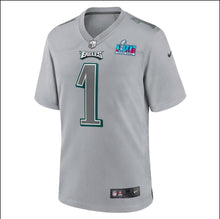 Load image into Gallery viewer, Men&#39;s Philadelphia Eagles Jalen Hurts Nike Gray Super Bowl LVII Patch Atmosphere Fashion Game Jersey