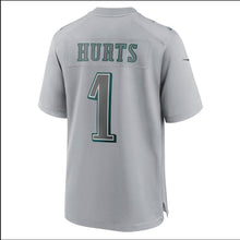 Load image into Gallery viewer, Men&#39;s Philadelphia Eagles Jalen Hurts Nike Gray Super Bowl LVII Patch Atmosphere Fashion Game Jersey