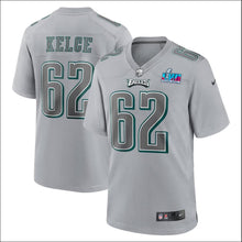 Load image into Gallery viewer, Jason Kelce Philadelphia Eagles Nike Super Bowl LVII Patch Atmosphere Fashion Game Jersey - Gray