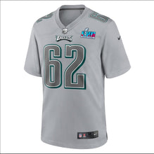 Load image into Gallery viewer, Jason Kelce Philadelphia Eagles Nike Super Bowl LVII Patch Atmosphere Fashion Game Jersey - Gray