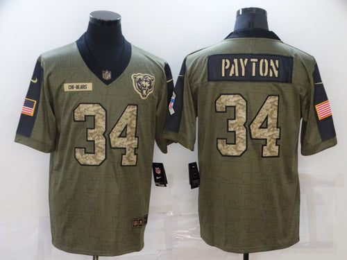 Men's Chicago Bears #34 Walter Payton Camo 2021 Salute To Service Limited Player Jersey
