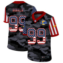 Load image into Gallery viewer, Men&#39;s Los Angeles Rams Aaron Donald Black Camo USA Flag Limited Jersey